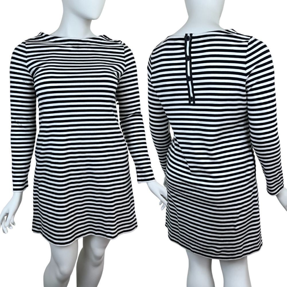 1091 Marie Size L Strip Nautical Pocket Coastal Preppy Cotton Sheath NEW Dress